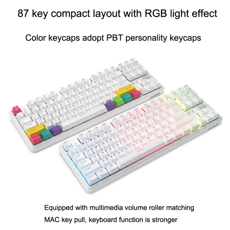 Ajazz K870T 87-Key Hot Swap Bluetooth/Wired Dual Mode RGB Backlight Office Game Mechanical Keyboard, Hot Swap Tea Shaft (Black), Hot Swap Red Shaft (White), Hot Swap Red Shaft (Black), Hot Swap Green Shaft (Black), Hot Swap Green Shaft (White)         ...