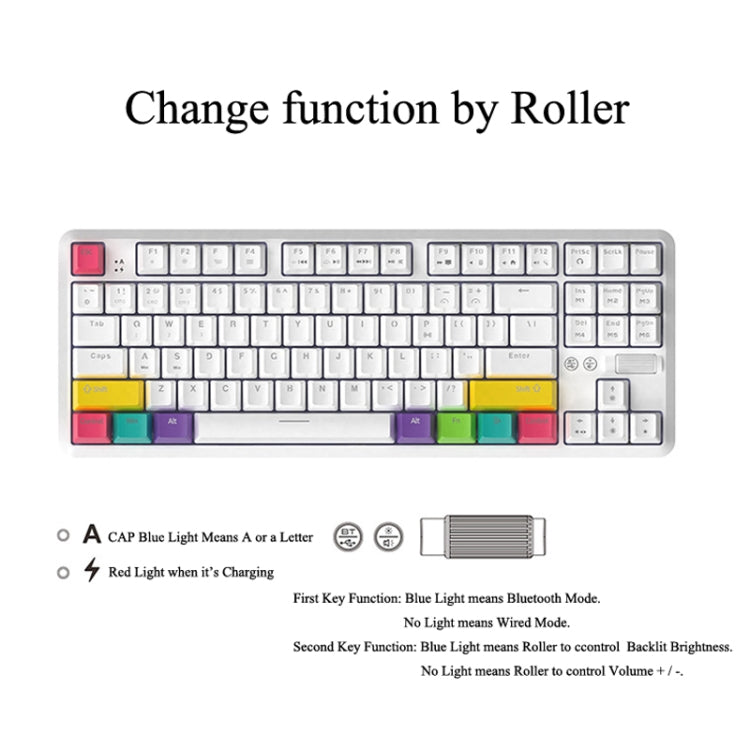 Ajazz K870T 87-Key Hot Swap Bluetooth/Wired Dual Mode RGB Backlight Office Game Mechanical Keyboard, Hot Swap Tea Shaft (Black), Hot Swap Red Shaft (White), Hot Swap Red Shaft (Black), Hot Swap Green Shaft (Black), Hot Swap Green Shaft (White)         ...