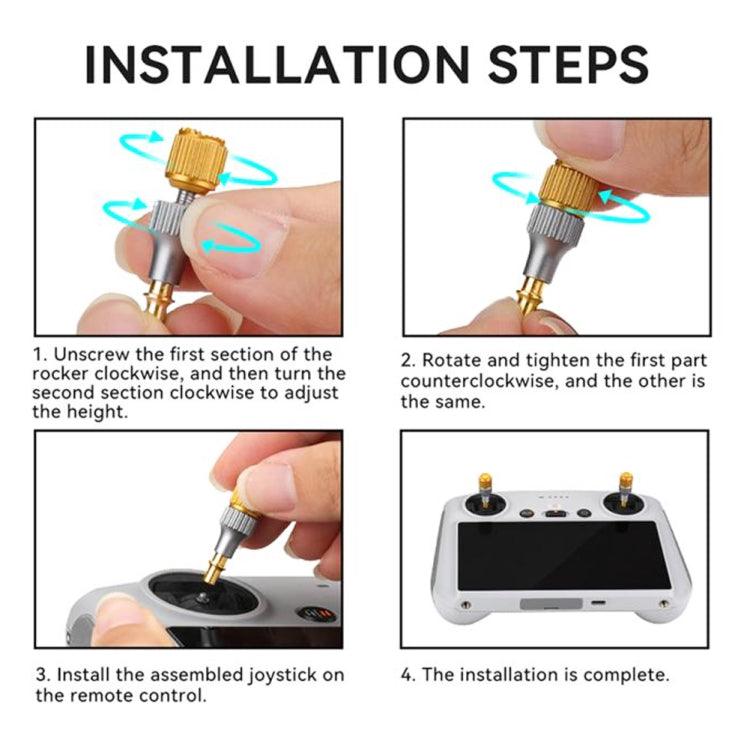 For DJI Mini 3 Pro RCSTQ Aluminum Alloy Two Color Telescopic Joystick With Screen Remote Control Thumb Operation Rod, For DJI Mini 3 Pro Two-color