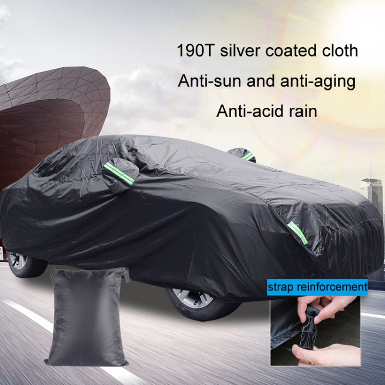 190T Silver Coated Cloth Car Rain Sun Protection Car Cover with Reflective Strip, S, M, L, XL, XXL, Y-M, Y-L, Y-XL
