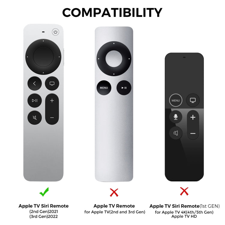 For Apple TV Siri Remote 2/3 AhaStyle PT165 Remote Controller Silicone Protective Case, PT165 (Pink), PT165 (Black), PT165 (Blue)