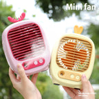 1315 Spray Humidification Hydrating Cartoon Fan USB Charging Desktop Fan