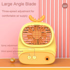CS1319 Desktop Small Hydrating Spray Cartoon Fan Rechargeable Silent Humidifying Fan