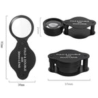 30x 30mm Optical Glass Lens Jewelry Appraisal Folding Magnifier, 30X
