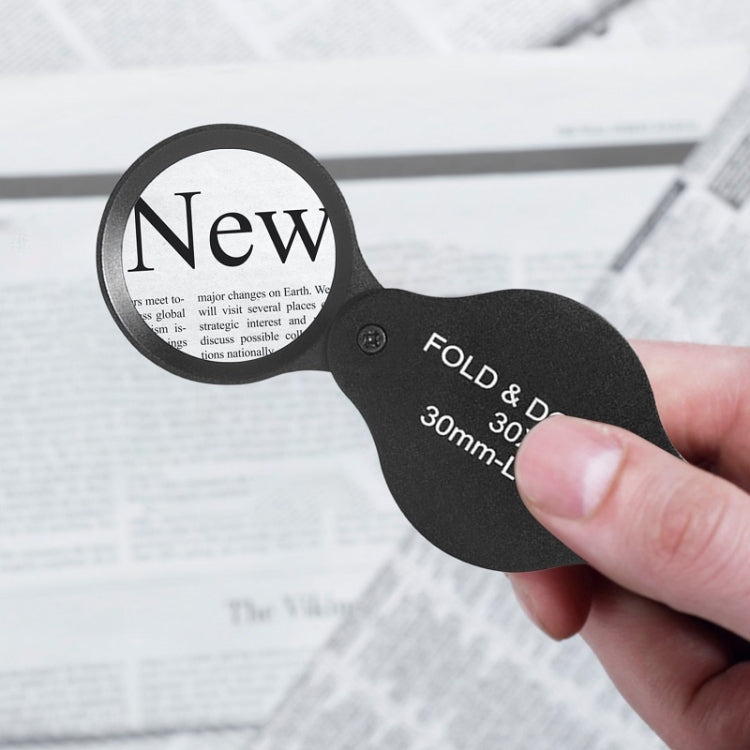 30x 30mm Optical Glass Lens Jewelry Appraisal Folding Magnifier, 30X