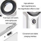 30X Handheld Rechargeable Jewelry Appraisal Magnifier LED Currency Detector Light