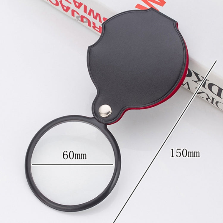 5pcs 6X 60mm Foldable Leather Case Reading Magnifier, Leather Folding 6X