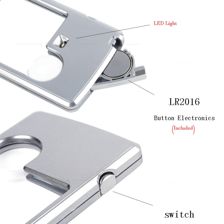 2pcs 3-6 Times Card Type Portable Magnifying Glass Rectangular LED Light, 3-6X With LED Lights
