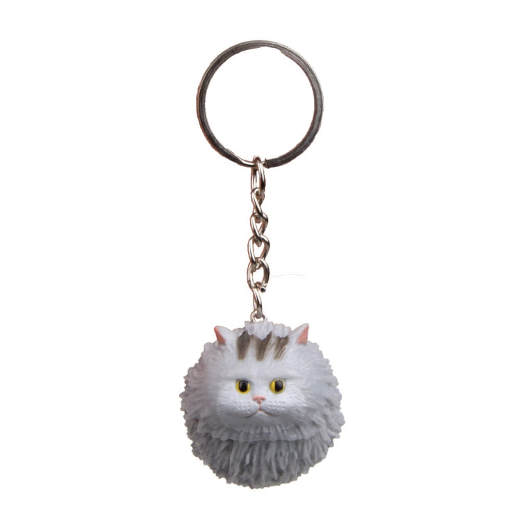 Round Little Tiger Cat Keychain Cartoon Key Ring Ornament, Gray, White, 3 Color, Black, Coffee White, Yellow White
