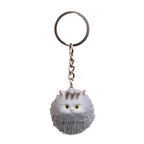 Round Little Tiger Cat Keychain Cartoon Key Ring Ornament, Gray, White, 3 Color, Black, Coffee White, Yellow White
