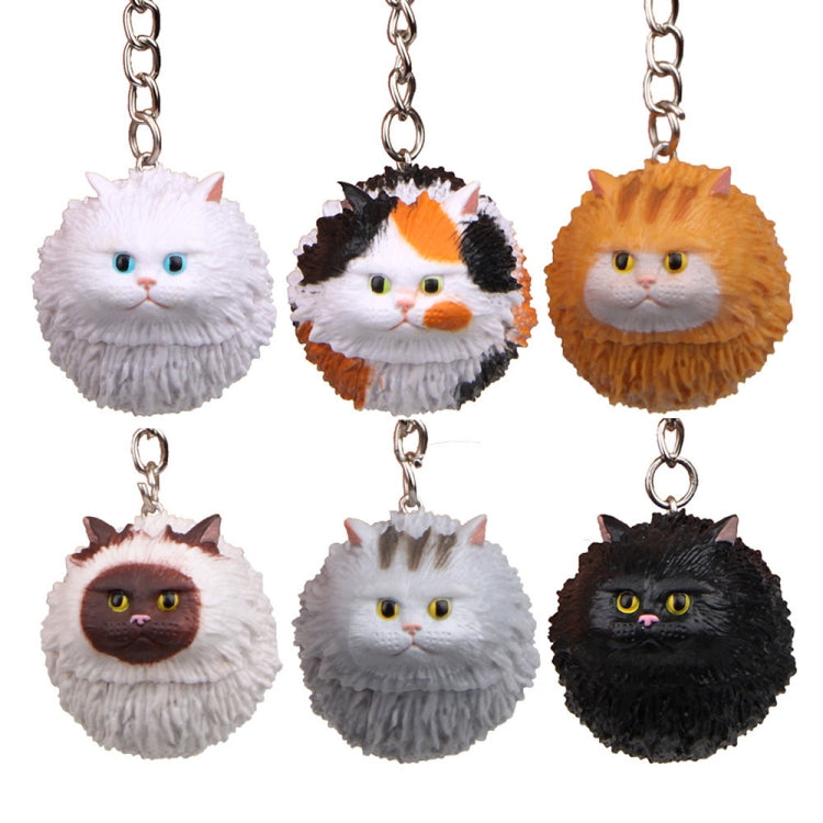 Round Little Tiger Cat Keychain Cartoon Key Ring Ornament, Gray, White, 3 Color, Black, Coffee White, Yellow White
