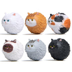 Round Little Tiger Cat Keychain Cartoon Key Ring Ornament, Gray, White, 3 Color, Black, Coffee White, Yellow White