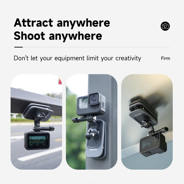 TELESIN 360 Degree Rotation Magnetic Backpack Clip Clamp Mount For Action Camera, TELESIN