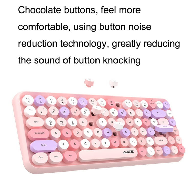 Ajazz 308I 84 Keys Tablet Computer Notebook Home Office Punk Bluetooth Keyboard, Mixed Color Purple, Mixed Color Pink, Milk Tea Color, Mixed Color Green