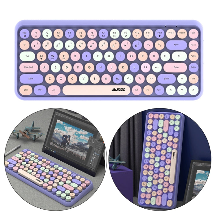 Ajazz 308I 84 Keys Tablet Computer Notebook Home Office Punk Bluetooth Keyboard, Mixed Color Purple, Mixed Color Pink, Milk Tea Color, Mixed Color Green