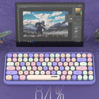 Ajazz 308I 84 Keys Tablet Computer Notebook Home Office Punk Bluetooth Keyboard, Mixed Color Purple, Mixed Color Pink, Milk Tea Color, Mixed Color Green