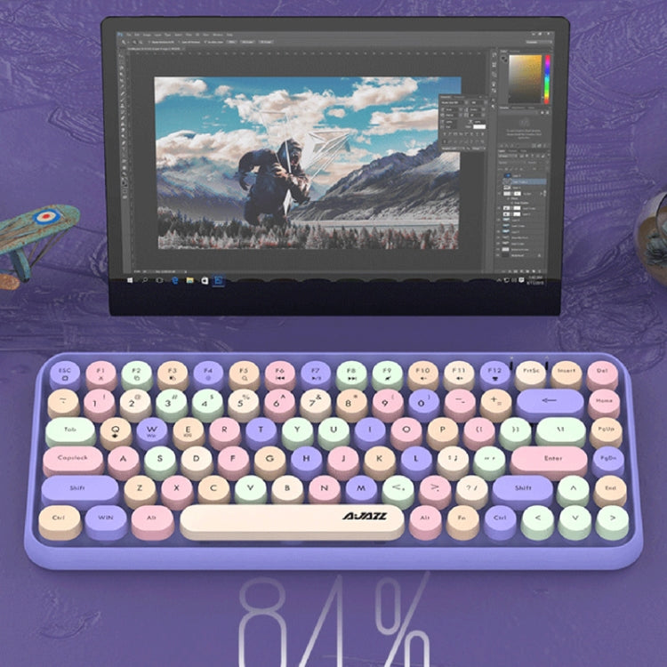 Ajazz 308I 84 Keys Tablet Computer Notebook Home Office Punk Bluetooth Keyboard, Mixed Color Purple, Mixed Color Pink, Milk Tea Color, Mixed Color Green