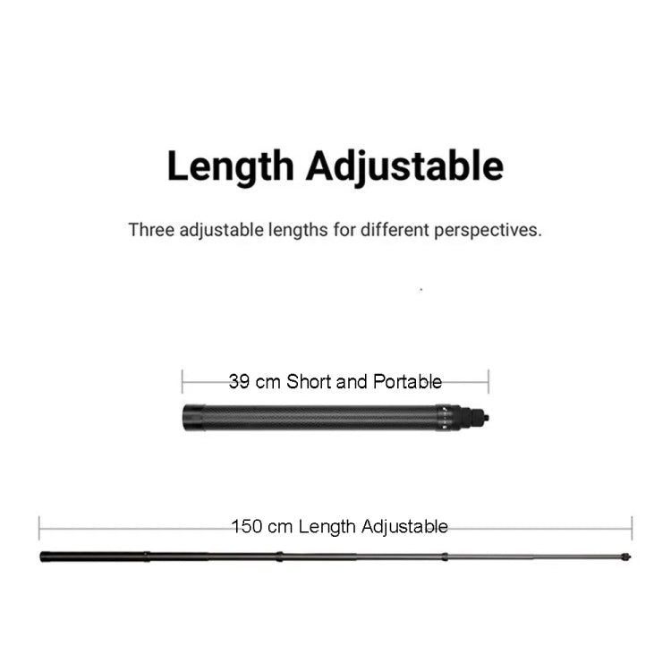 Carbon Fiber Extended Monopod Invisible Selfie Stick for DJI, Insta360, GoPro and Other Action Cameras, 1.5m, 3m, 5m