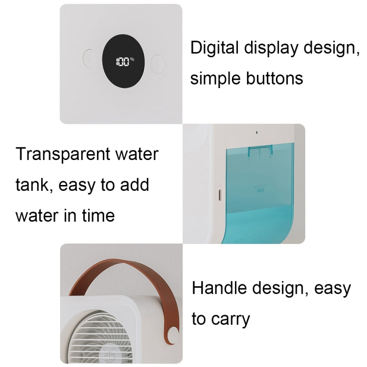 MT-F60 Smart Digital Display USB Charging Air Cooler Desktop Mist Humidification Fan, Standard Version, Remote Control Version, Sound Control Version