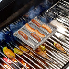 Hot Dog Sausage Grill Stainless Steel Wooden Handle BBQ Rack Kitchen Tools, Hot Dog Sausage Grill