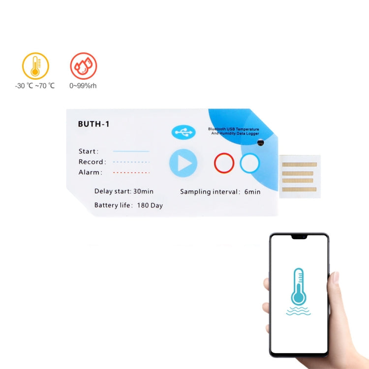 Bluetooth APP Connect Medical Warehouse Cold Chain Transport USB Data Recorder, Temperature Humidity
