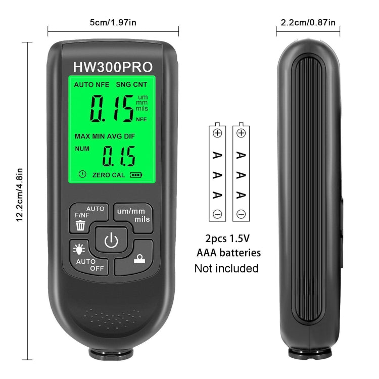 HW-300PRO High Precision Coating Paint Powder Layer Thickness Gauge Anti-slip Paint Film Gauge, HW-300PRO White, HW-300PRO Black