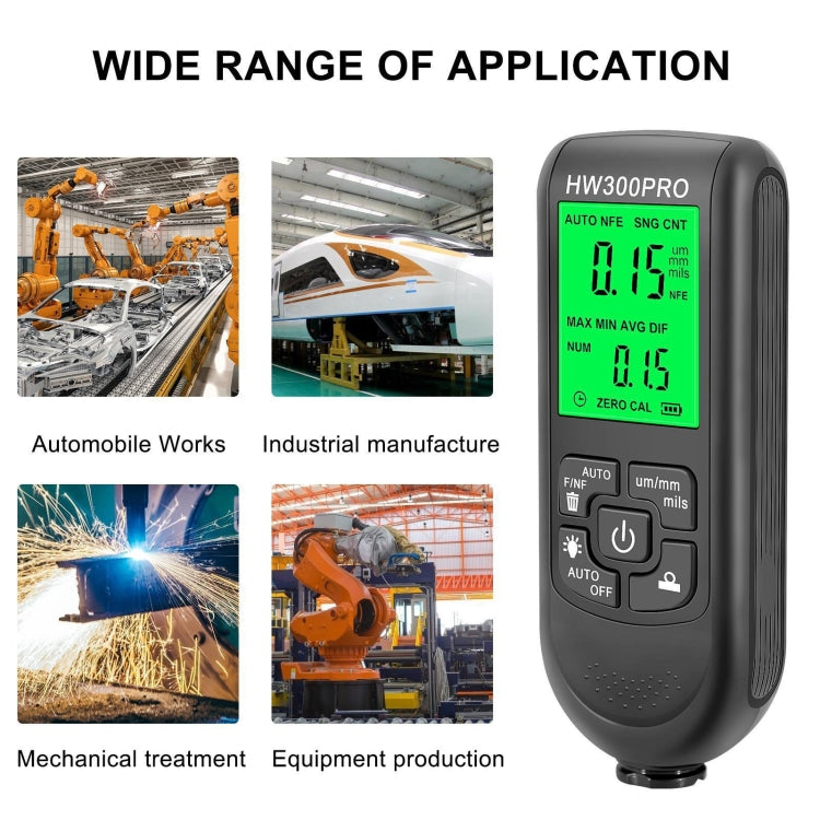 HW-300PRO High Precision Coating Paint Powder Layer Thickness Gauge Anti-slip Paint Film Gauge, HW-300PRO White, HW-300PRO Black
