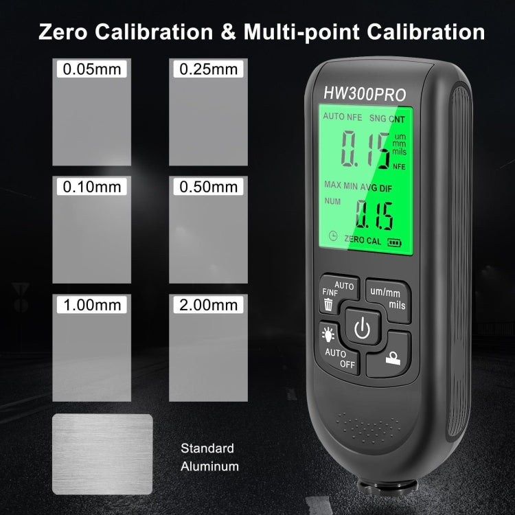 HW-300PRO High Precision Coating Paint Powder Layer Thickness Gauge Anti-slip Paint Film Gauge, HW-300PRO White, HW-300PRO Black