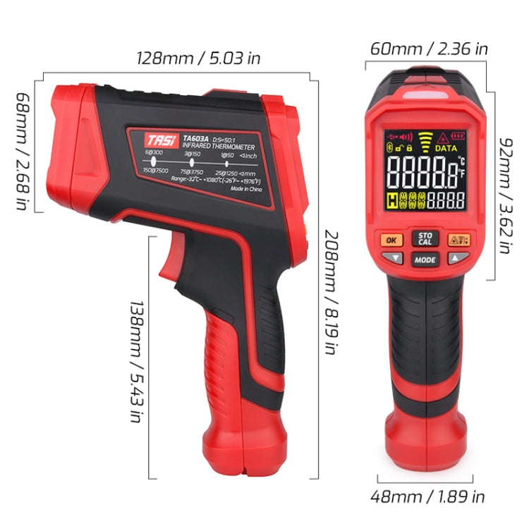 Color Screen Infrared Thermometer Industrial Electronic Thermometer, TASI TA603A -32-1080 degrees Celsius, TASI TA603B -32-1380 degrees Celsius, TASI TA603C -32-1680 degrees Celsius, TASI TA603D -32-1880 degrees Celsius                                 ...