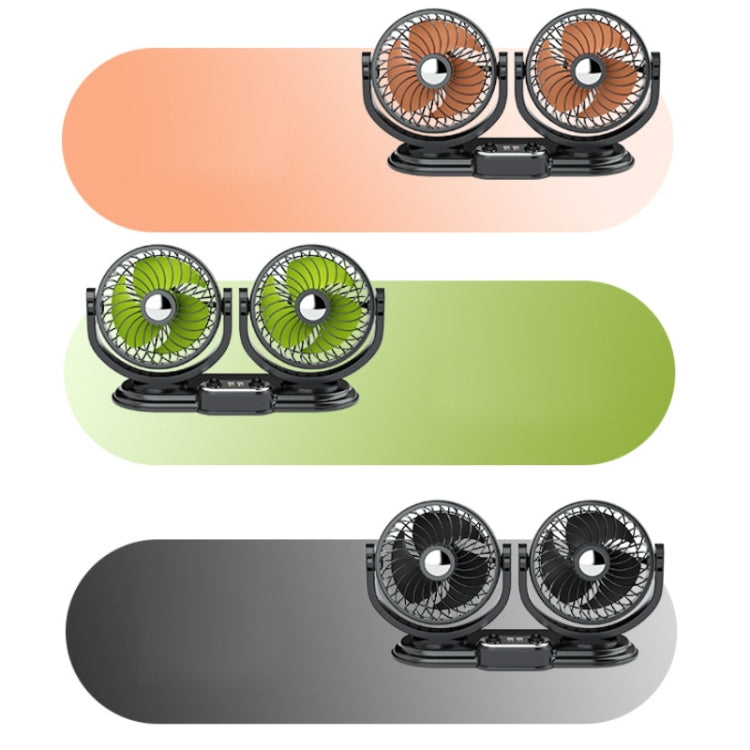 F621 Car Rotatable Turntable Silent Car Double Head Fan, USB, 12V Cigarette Lighter, 24V Cigarette Lighter, High Allocation USB, High Allocation 12V Cigarette Lighter, High Allocation 24V Cigarette Lighter