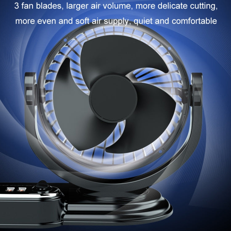 F621 Car Rotatable Turntable Silent Car Double Head Fan, USB, 12V Cigarette Lighter, 24V Cigarette Lighter, High Allocation USB, High Allocation 12V Cigarette Lighter, High Allocation 24V Cigarette Lighter