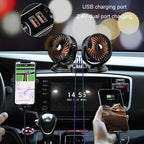 F621 Car Rotatable Turntable Silent Car Double Head Fan, USB, 12V Cigarette Lighter, 24V Cigarette Lighter, High Allocation USB, High Allocation 12V Cigarette Lighter, High Allocation 24V Cigarette Lighter