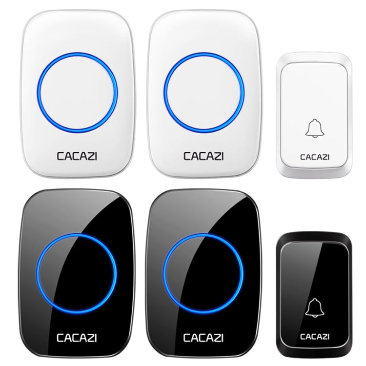 CACAZI A06-DC 1 to 2 Battery Smart Home Wireless Waterproof Doorbell, 1 to 2 (Black), 1 to 2 (White)