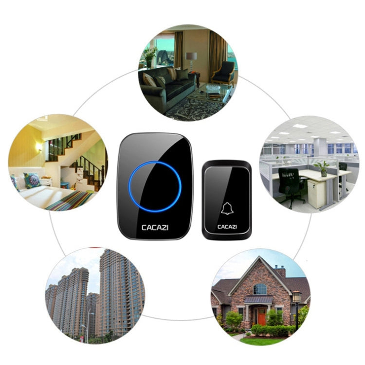 CACAZI A06-DC 1 to 2 Battery Smart Home Wireless Waterproof Doorbell, 1 to 2 (Black), 1 to 2 (White)