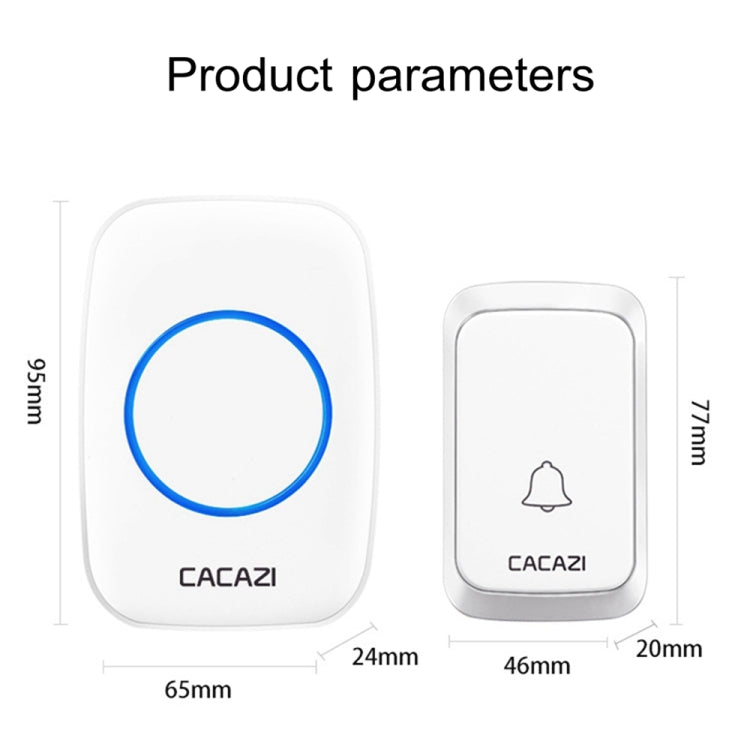 CACAZI A06-DC 1 to 2 Battery Smart Home Wireless Waterproof Doorbell, 1 to 2 (Black), 1 to 2 (White)