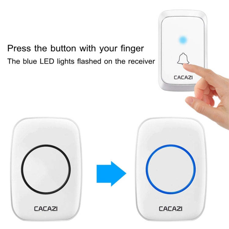 CACAZI A06-DC 1 to 2 Battery Smart Home Wireless Waterproof Doorbell, 1 to 2 (Black), 1 to 2 (White)