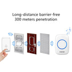 CACAZI A06-DC 1 to 2 Battery Smart Home Wireless Waterproof Doorbell, 1 to 2 (Black), 1 to 2 (White)