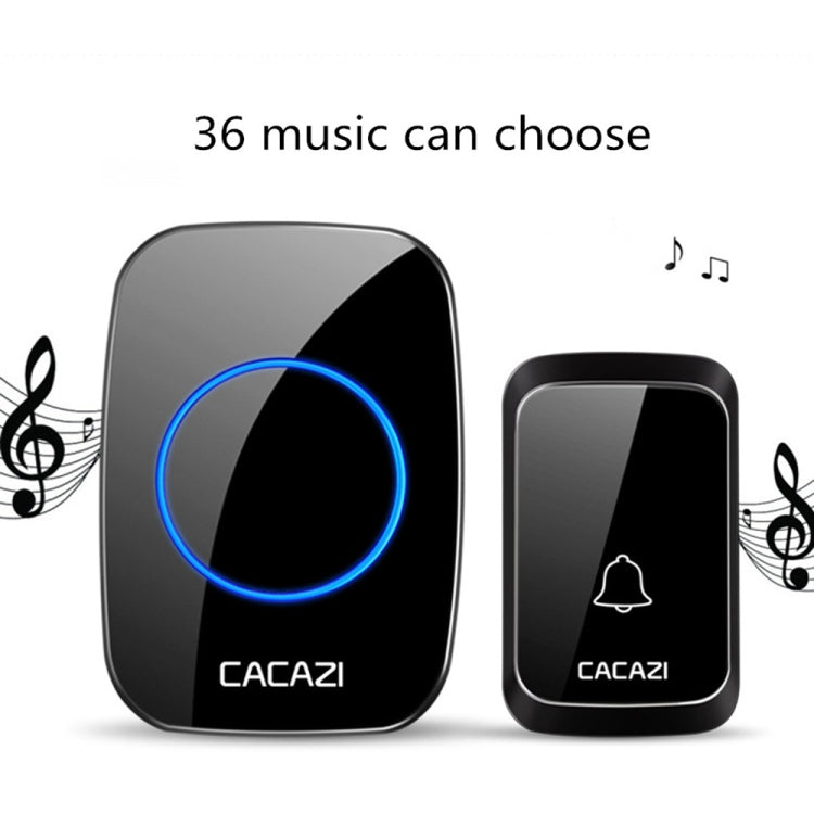CACAZI A06-DC 1 to 2 Battery Smart Home Wireless Waterproof Doorbell, 1 to 2 (Black), 1 to 2 (White)