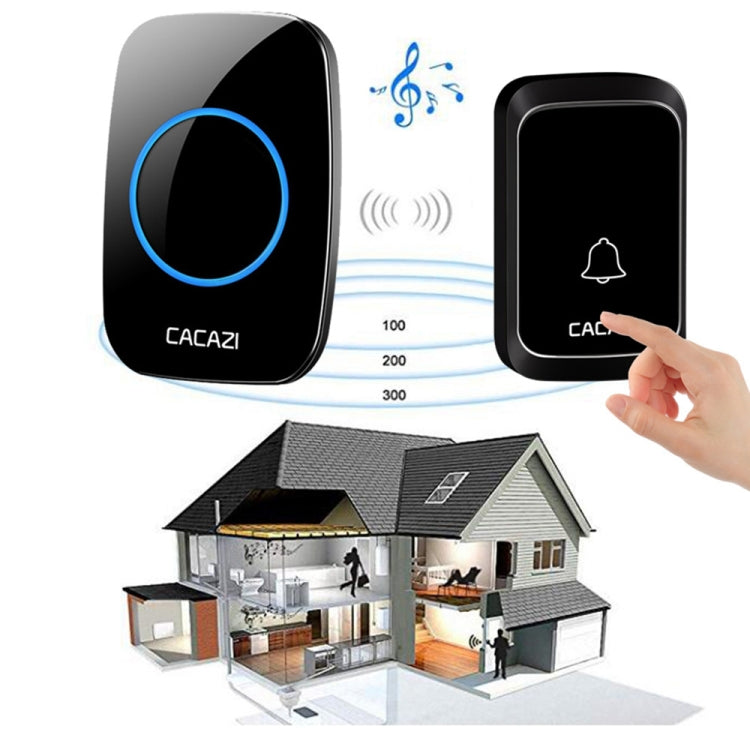 CACAZI A06-DC 1 to 2 Battery Smart Home Wireless Waterproof Doorbell, 1 to 2 (Black), 1 to 2 (White)