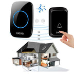 CACAZI A06-DC 1 to 2 Battery Smart Home Wireless Waterproof Doorbell, 1 to 2 (Black), 1 to 2 (White)