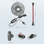 F508 Car Rear Seat USB Air Speed Adjustable Hose Fan, F508