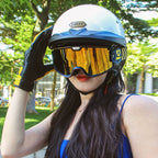 SOMAN Motorcycle Half Helmet Adjustable Helmet With Inner Mirror, S, M, L, XL, XXL