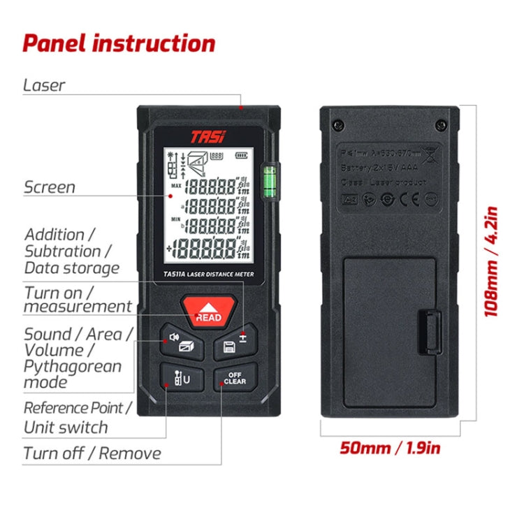 Laser Handheld Distance Measuring Room Infrared Measuring Instrument, TASI TA511A, TASI TA511B, TASI TA511C