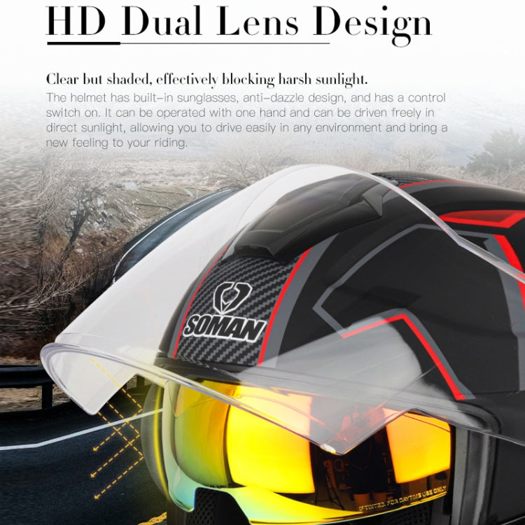 SOMAN Motorcycle Electric Bicycle Dual Lens Riding Helmet, S, M, L, XL, XXL