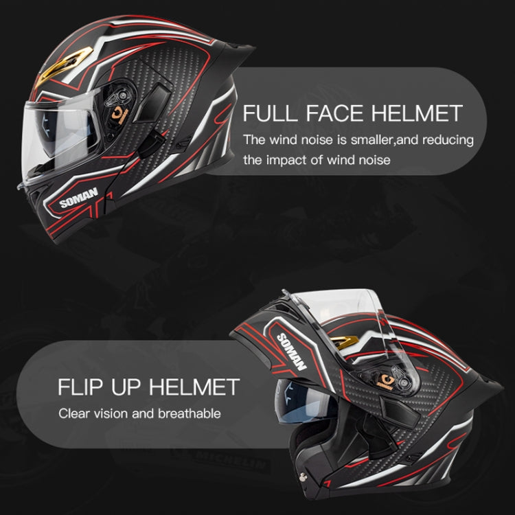 SOMAN Motorcycle Dual Lens Riding Peel-Off Full Coverage Helmet, S, M, L, XL