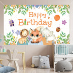 Animal Birthday Theme Backdrop Cloth Party Decoration, 180x90cm, 180x110cm