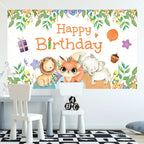 Animal Birthday Theme Backdrop Cloth Party Decoration, 180x90cm, 180x110cm