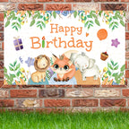 Animal Birthday Theme Backdrop Cloth Party Decoration, 180x90cm, 180x110cm