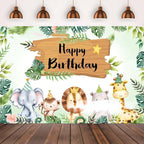 Animal Kids Birthday Party Backdrop Cloth Tapestry Decoration Backdrop Banner Cloth, 150x100cm, 180x110cm, 180x180cm, 210x150cm, 210x180cm