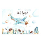 Aircraft Theme Birthday Background Cloth Party Decoration Photography Background, 150x100cm, 180x110cm, 180x120cm, 210x150cm
